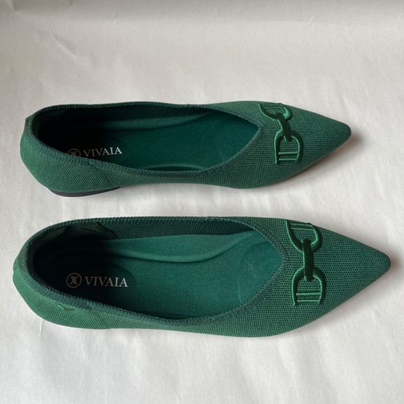 VIVAIA Forest Green Pointed-Toe Embordered Buckle Casual Flats Shoes Ena 2.0 - Picture 10 of 16